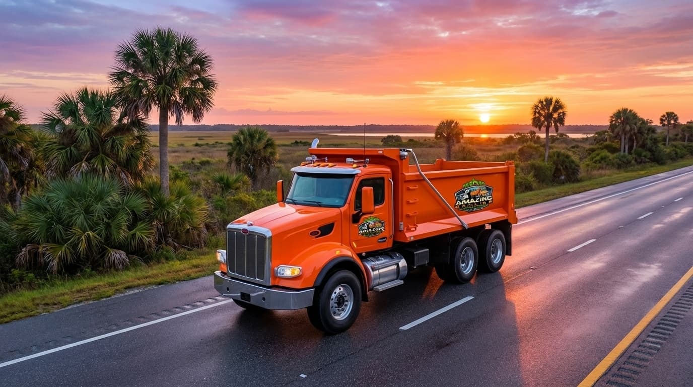 Dump truck supporting dirt hauling and site development